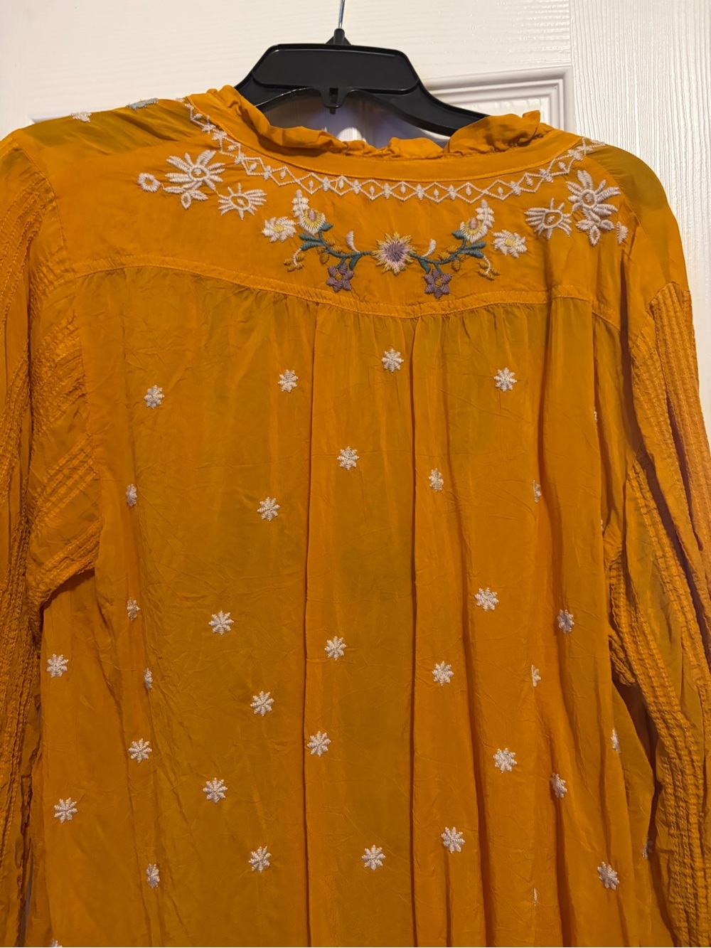 Johnny Was Mustard Yellow Embroidered Floral Tunic Top - Picture 2 of 2